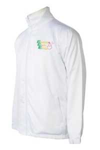 J916  訂做純白色風褸外套     設計繡花logo   兩件裝風褸  風褸報價  風褸外套工廠    學校    保健處  回收環保紗